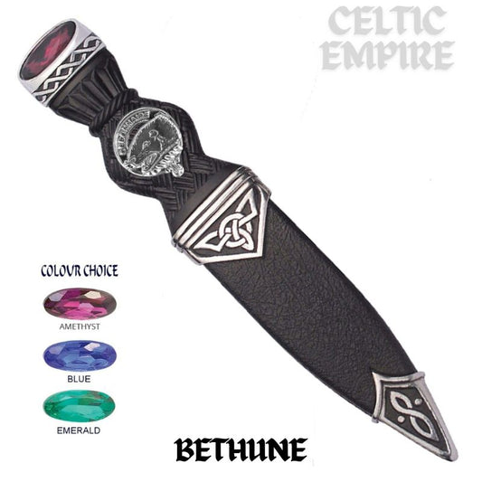 Bethune Interlace Family Clan Crest Sgian Dubh, Scottish Knife
