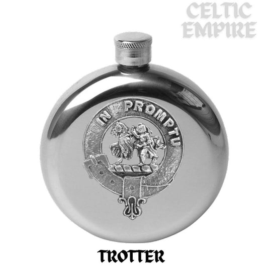 Trotter Round Family Clan Crest Scottish Badge Flask 5oz
