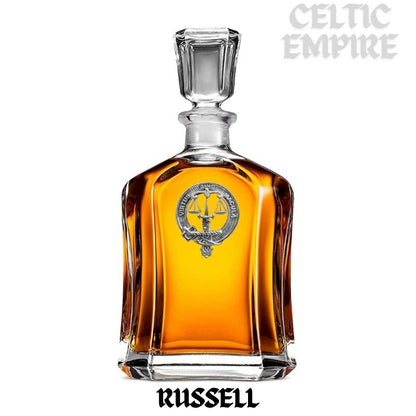 Russell Family Clan Crest Badge Whiskey Decanter