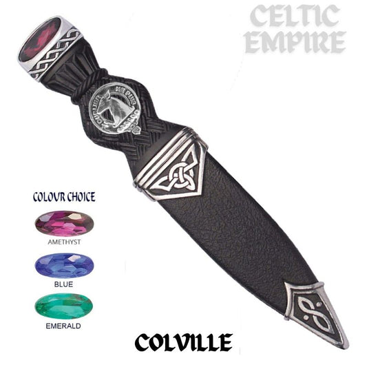 Colville Interlace Family Clan Crest Sgian Dubh, Scottish Knife