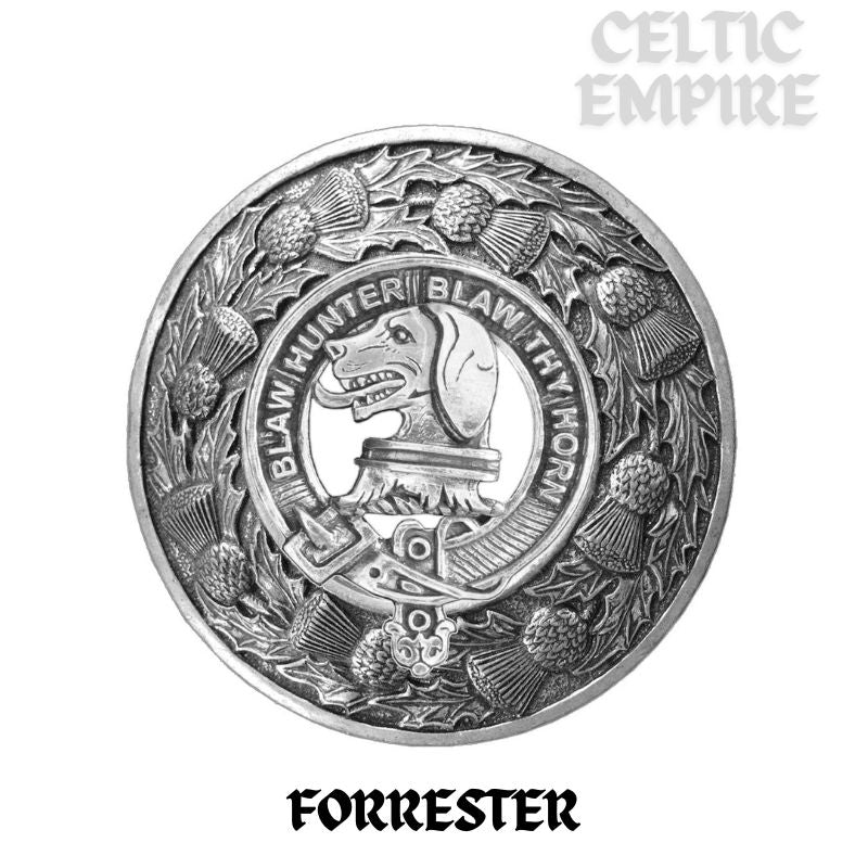 Forrester Family Clan Badge Scottish Plaid Brooch