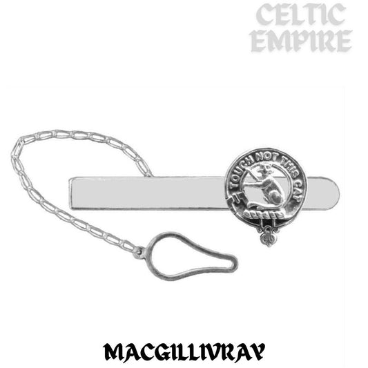 MacGillivray Family Clan Crest Scottish Button Loop Tie Bar Sterling silver