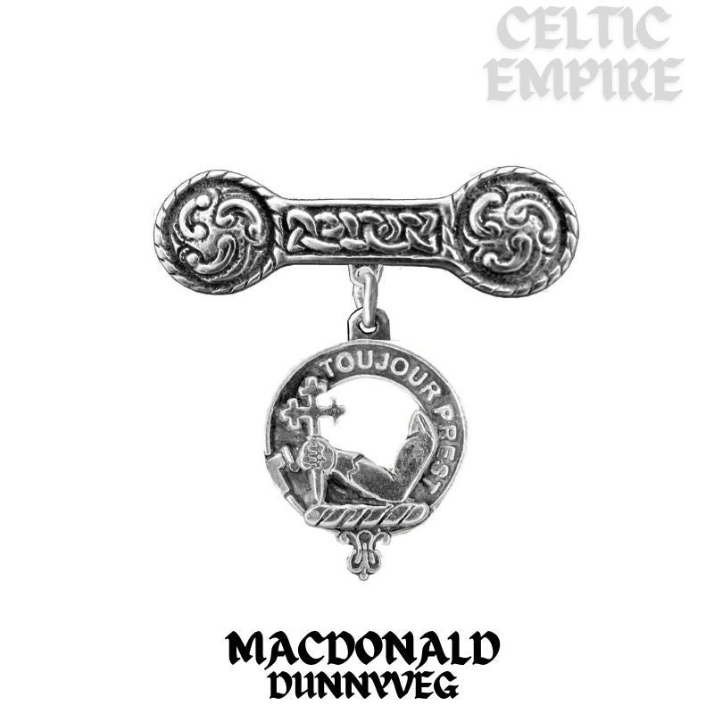 MacDonald (Dunnyveg) Family Clan Crest Iona Bar Brooch - Sterling Silver