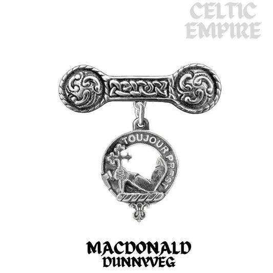 MacDonald (Dunnyveg) Family Clan Crest Iona Bar Brooch - Sterling Silver
