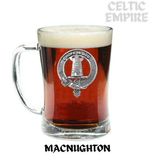 MacNaughton Family Clan Crest Badge Glass Beer Mug