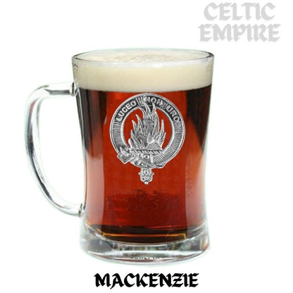 MacKenzie Family Clan Crest Badge Glass Beer Mug