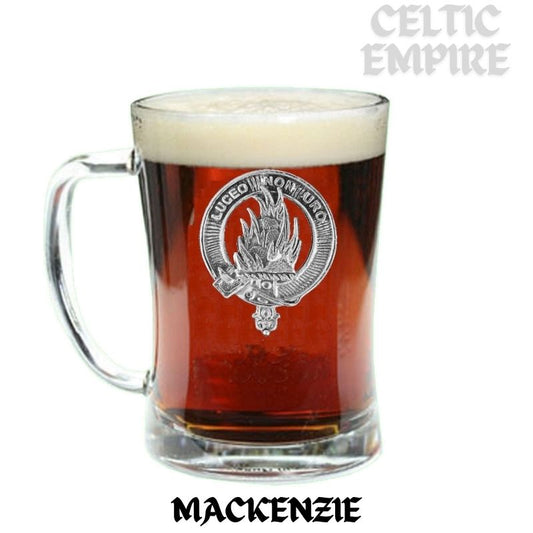 MacKenzie Family Clan Crest Badge Glass Beer Mug