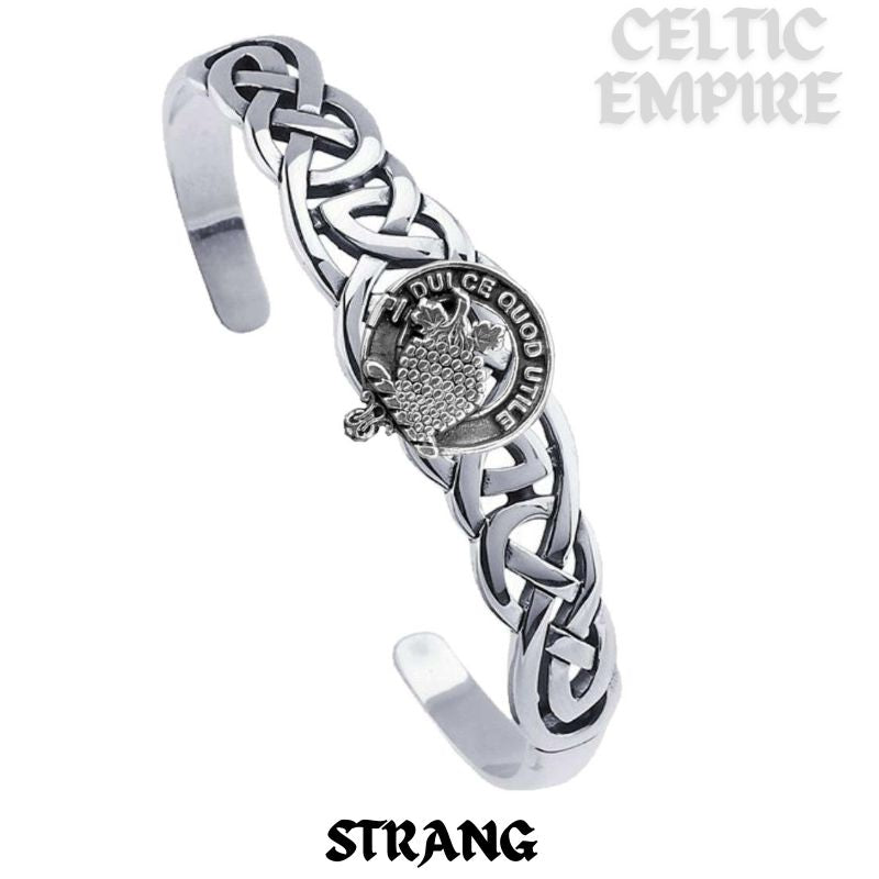 Strang Family Clan Crest Celtic Cuff Bracelet