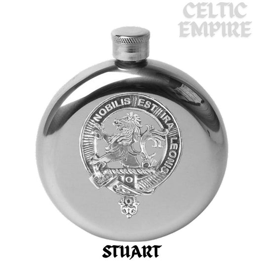 Stuart (Bute) 5 oz Round Family Clan Crest Scottish Badge Flask