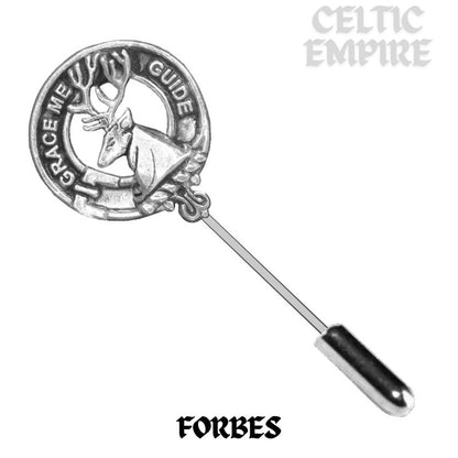 Forbes Family Clan Crest Stick or Cravat pin, Sterling Silver