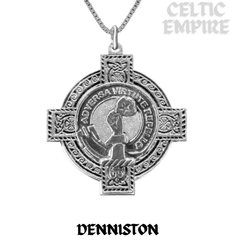 Denniston Family Clan Crest Celtic Cross Pendant Scottish
