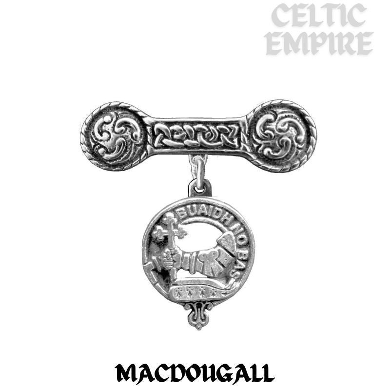 MacDougall Family Clan Crest Iona Bar Brooch - Sterling Silver