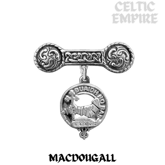 MacDougall Family Clan Crest Iona Bar Brooch - Sterling Silver