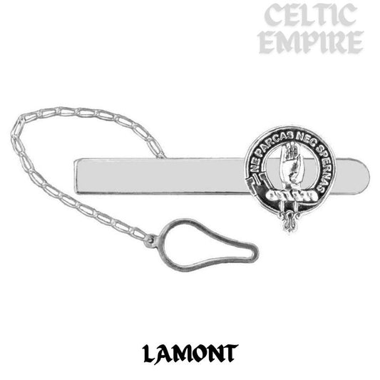 Lamont Family Clan Crest Scottish Button Loop Tie Bar Sterling silver