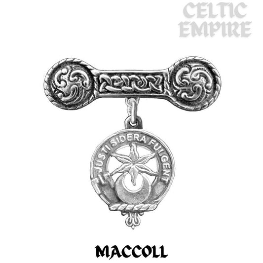 MacColl Family Clan Crest Iona Bar Brooch - Sterling Silver
