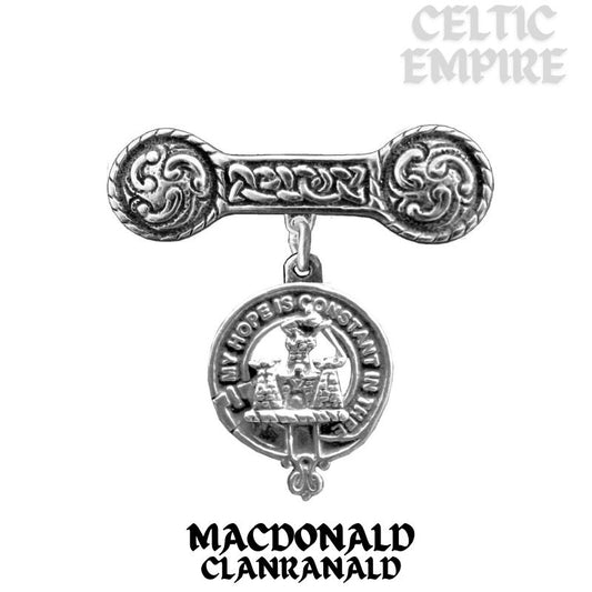 MacDonald (Family Clanranald) Family Clan Crest Iona Bar Brooch - Sterling Silver