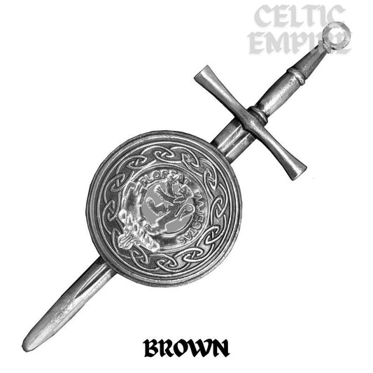 Brown Scottish Family Clan Dirk Shield Kilt Pin