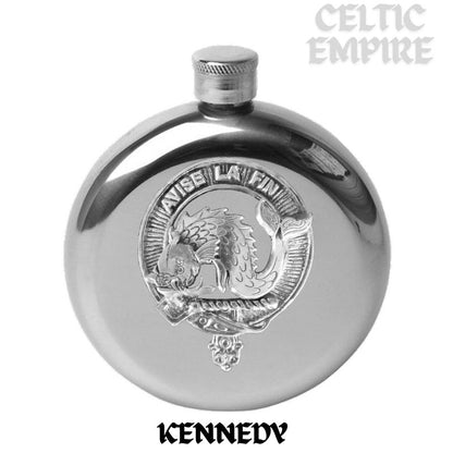 Kennedy 5oz Round Family Clan Crest Scottish Badge Flask