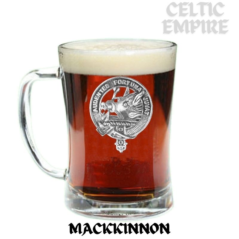 MacKinnon Family Clan Crest Badge Glass Beer Mug