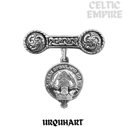 Urquhart Family Clan Crest Iona Bar Brooch - Sterling Silver