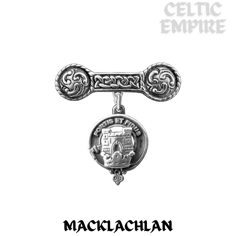 MacLachlan Family Clan Crest Iona Bar Brooch - Sterling Silver