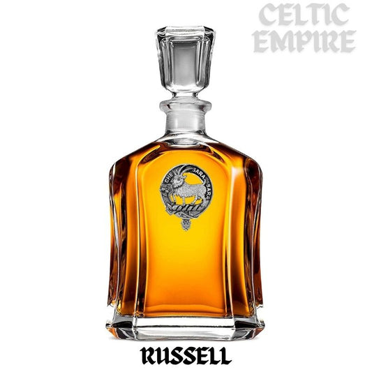 Russell (Goat) Family Clan Crest Badge Whiskey Decanter