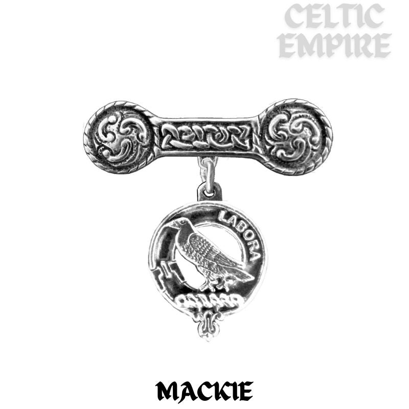MacKie Family Clan Crest Iona Bar Brooch - Sterling Silver