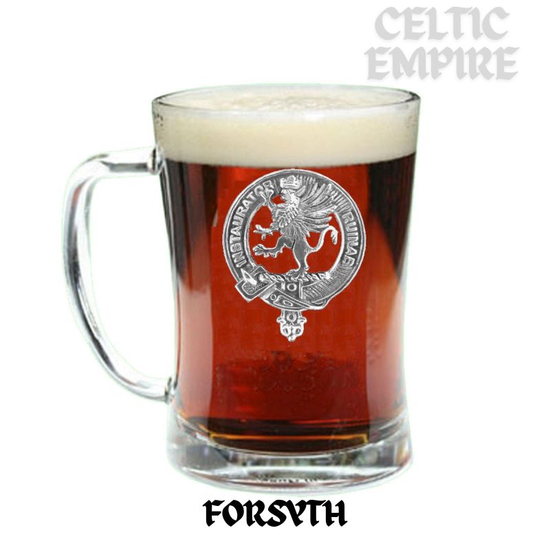 Forsythe Family Clan Crest Badge Glass Beer Mug