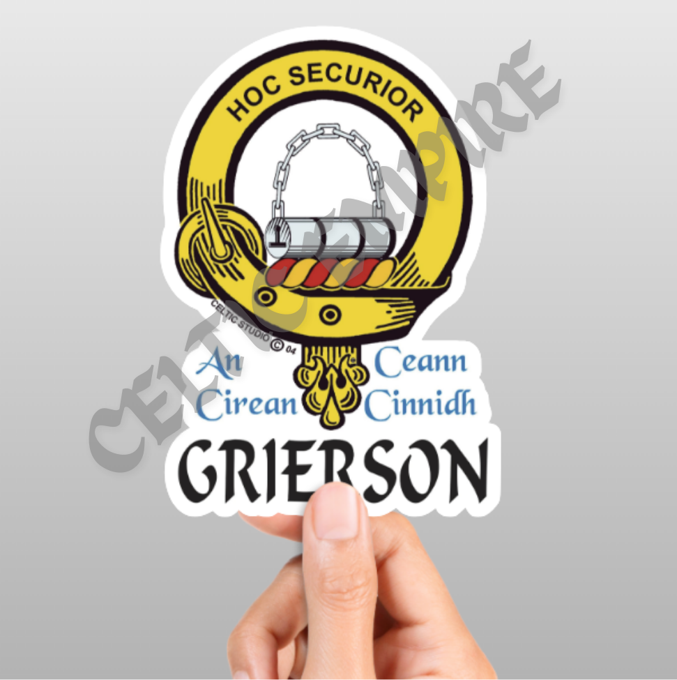 Grierson Family Clan Crest Decal | Custom Scottish Heritage Car & Laptop Stickers