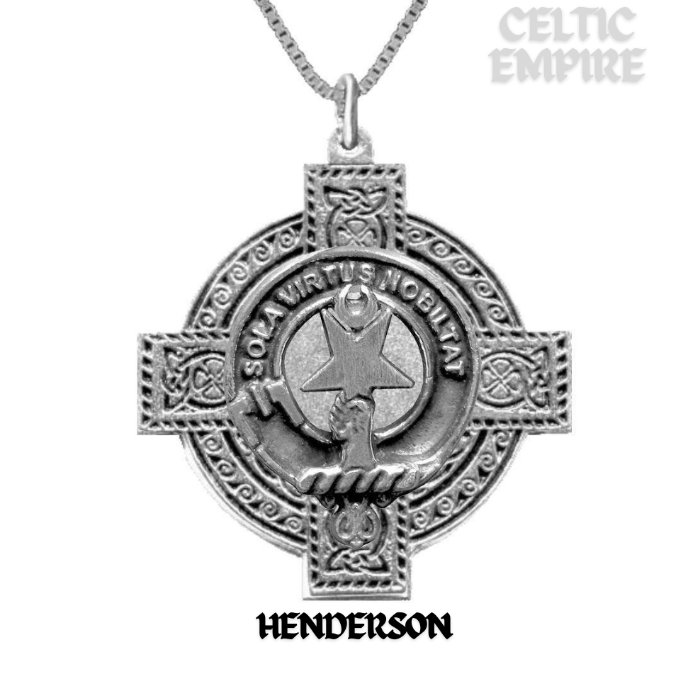 Henderson Family Clan Crest Celtic Cross Pendant Scottish