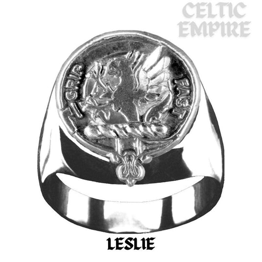 Leslie Scottish Family Clan Crest Ring Sterling Silver and Karat Gold