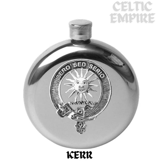 Kerr 5oz Round Family Clan Crest Scottish Badge Flask
