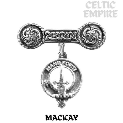MacKay Family Clan Crest Iona Bar Brooch - Sterling Silver