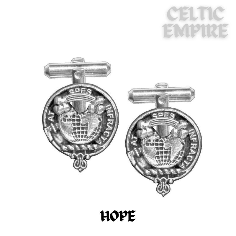 Hope Family Clan Crest Scottish Cufflinks; Pewter, Sterling Silver and Karat Gold