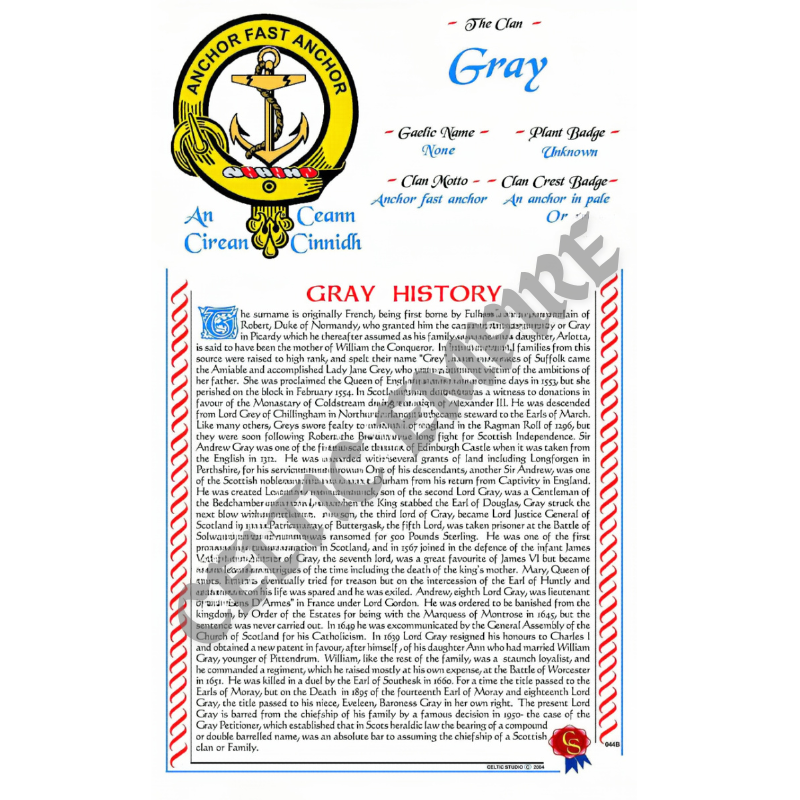 Gray Scottish Family Clan History