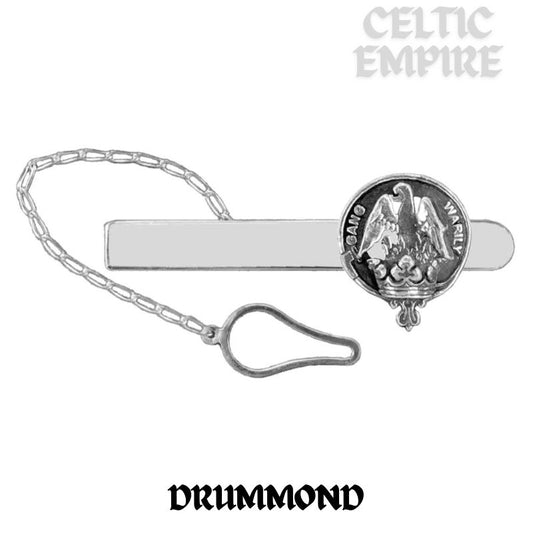 Drummond Family Clan Crest Scottish Button Loop Tie Bar ~ Sterling silver