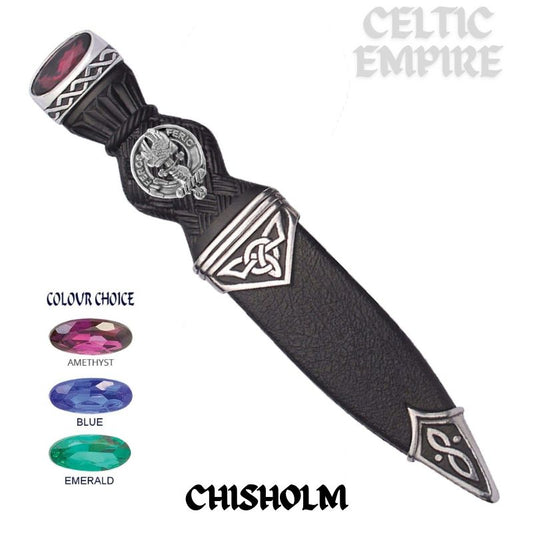 Chisholm Interlace Family Clan Crest Sgian Dubh, Scottish Knife