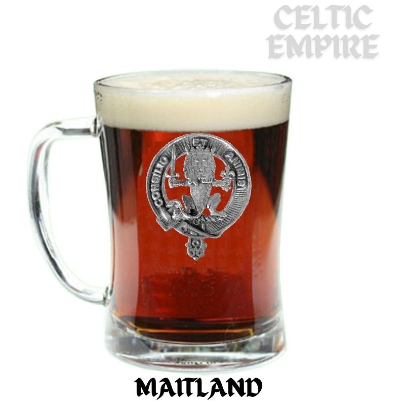 Maitland Family Clan Crest Badge Glass Beer Mug