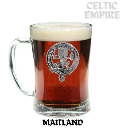 Maitland Family Clan Crest Badge Glass Beer Mug