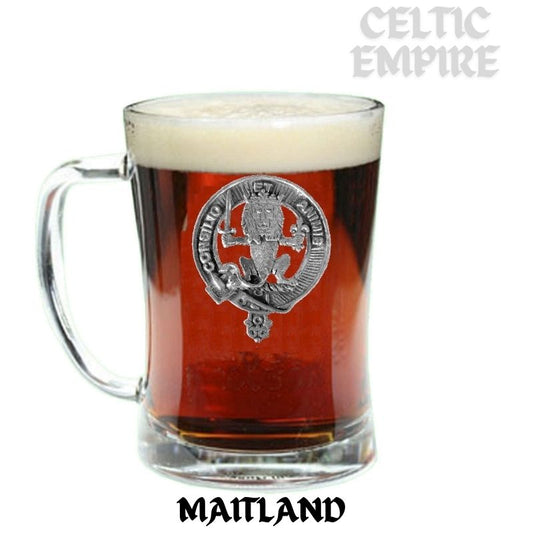 Maitland Family Clan Crest Badge Glass Beer Mug