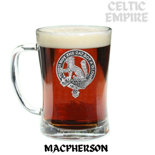 MacPherson Family Clan Crest Badge Glass Beer Mug