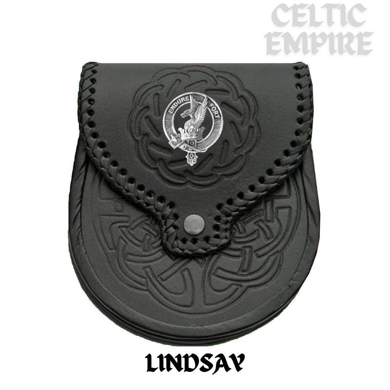 Lindsay Scottish Family Clan Badge Sporran, Leather