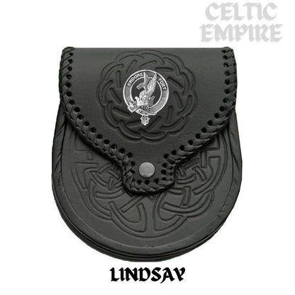 Lindsay Scottish Family Clan Badge Sporran, Leather