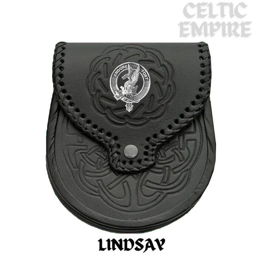 Lindsay Scottish Family Clan Badge Sporran, Leather