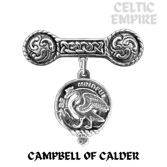 Campbell (Calder) Family Clan Crest Iona Bar Brooch - Sterling Silver