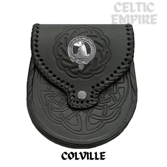 Colville Scottish Family Clan Badge Sporran, Leather