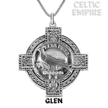 Glen Family Clan Crest Celtic Cross Pendant Scottish