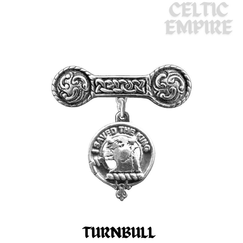 Turnbull Family Clan Crest Iona Bar Brooch - Sterling Silver
