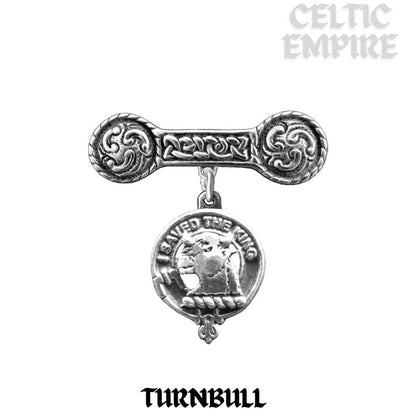 Turnbull Family Clan Crest Iona Bar Brooch - Sterling Silver
