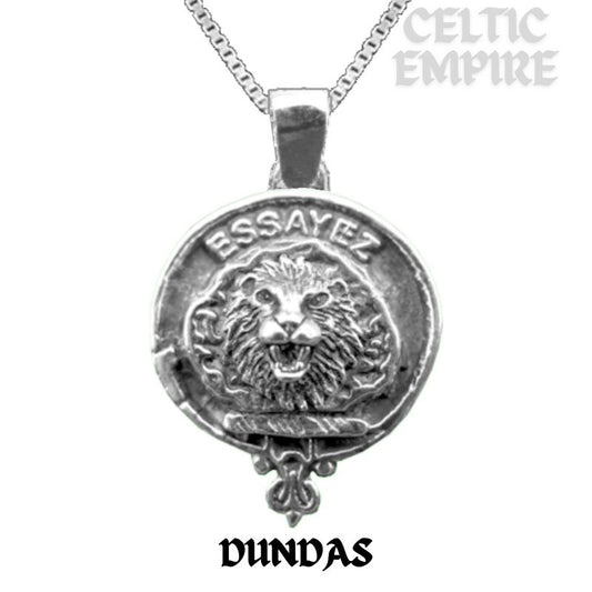 Dundas Large 1" Scottish Family Clan Crest Pendant - Sterling Silver